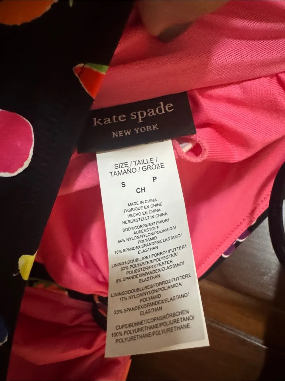 kate spade Black Fruit-Print One-Piece Swimsuit with Cut Out NEW